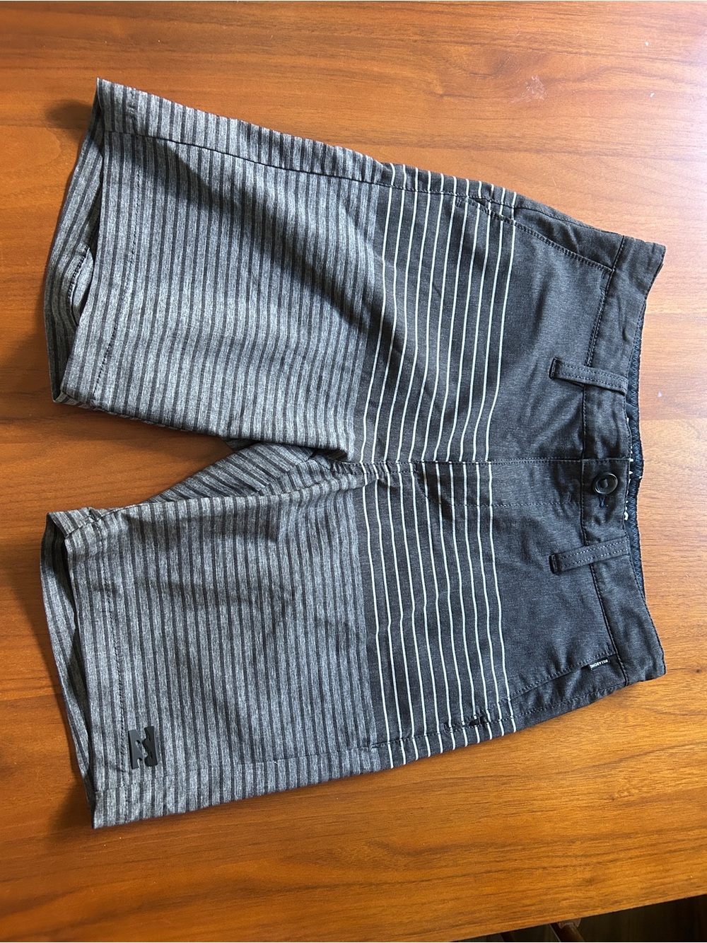 Billabong Boys Sz 26 Gray Striped Hybrid Swim Trunks Shorts
